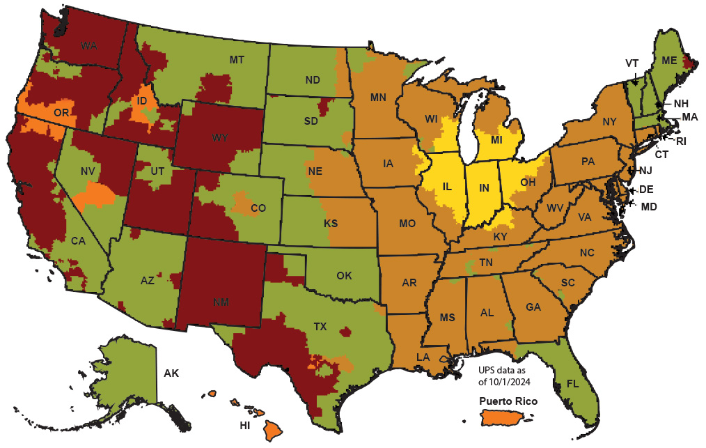 Graphic showing ground service delivery for U.S.